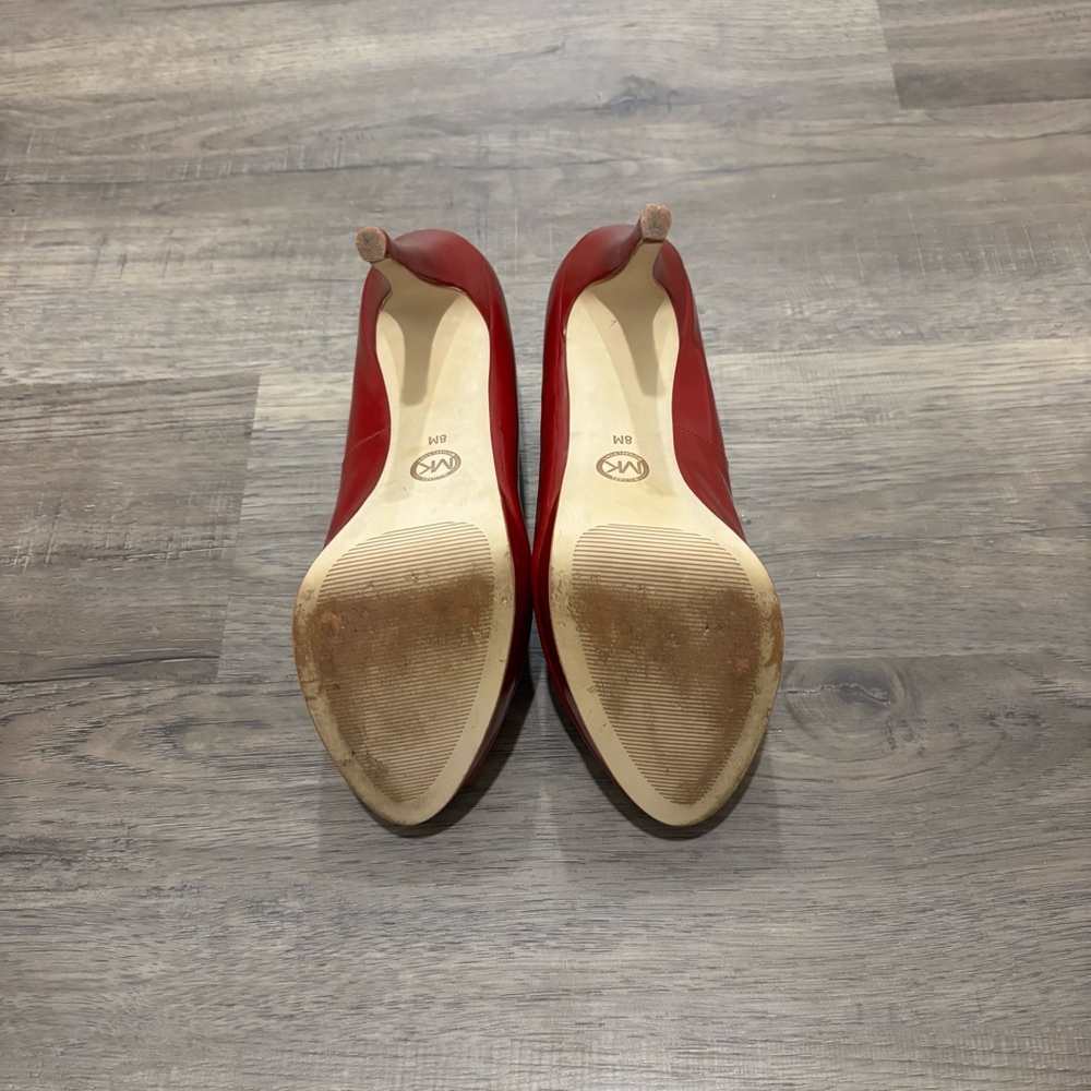 MICHAEL Michael Kors Red Patent Platform Peep Toe Heels - Picture 6 of 8